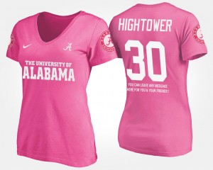 Dont'a Hightower University of Alabama With Message #30 Women's Name and Number T-Shirt - Pink 991969-791