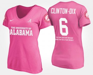 Ha Ha Clinton-Dix University of Alabama With Message Women's #6 Name and Number T-Shirt - Pink 357287-226
