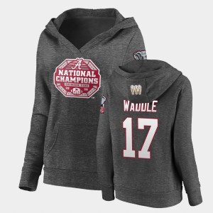 Jaylen Waddle Bama Women #17 2020 National Champions Pullover V-Neck Hoodie - Charcoal 190806-790
