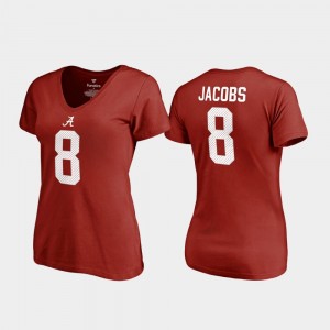 Josh Jacobs Alabama #8 V-Neck Name & Number College Legends Womens T-Shirt - Crimson 293627-834