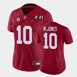Mac Jones Bama 2021 National Championship College Football Womens #10 Jerseys - Crimson 687631-447