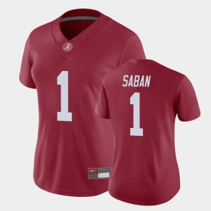 Nick Saban Roll Tide Game #1 Official Women Jersey - Crimson 867987-888