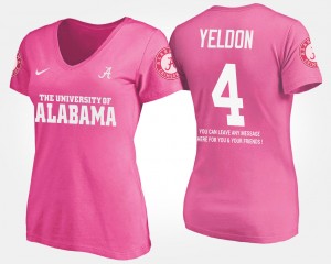 T.J. Yeldon Roll Tide #4 Women's With Message Name and Number T-Shirt - Pink 346164-514