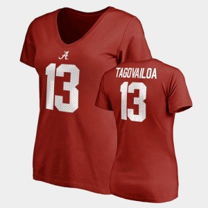 Tua Tagovailoa Crimson #13 Name & Number V-Neck College Legends Women's T-Shirt - Crimson 792627-386
