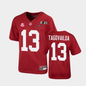 Tua Tagovailoa Alabama Crimson Tide Youth #13 2025-26 2021 National Championship Jerseys - Crimson 532026-115