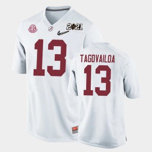 Tua Tagovailoa The Tide Replica #13 2021 National Championship Youth Jerseys - White 392617-434